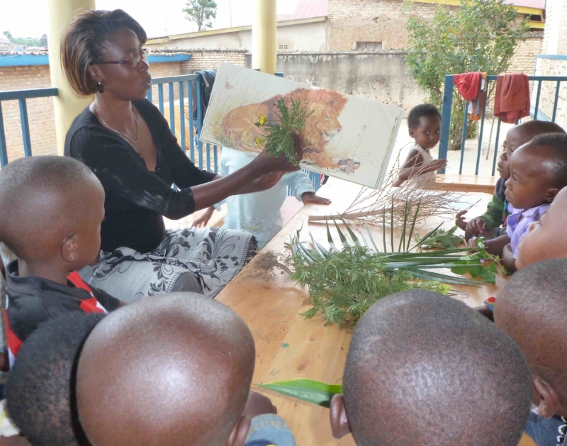 Teacher working with Children at the Bright School.